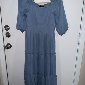 Mikarose Dusty Blue Long Sleeve Dress